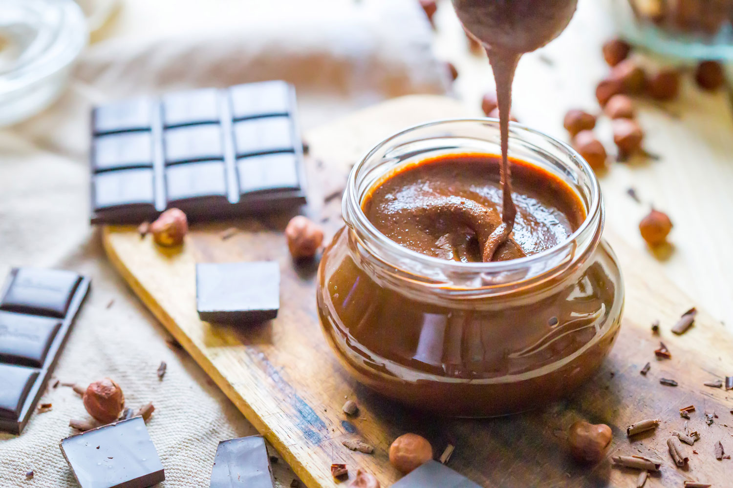 Zelfgemaakte chocoladepasta